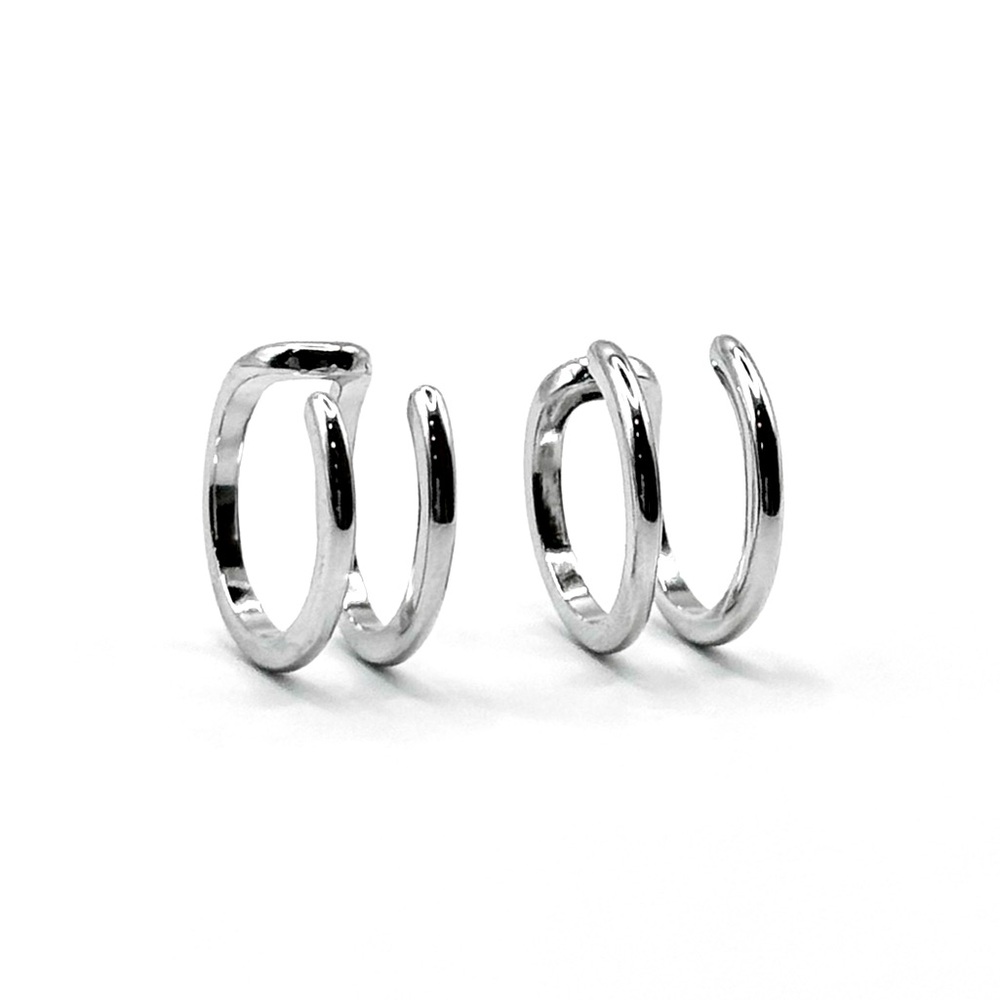 925 Sterling Silver Jacket Earrings Ear Cuffs Piercing Clip On Earrings
